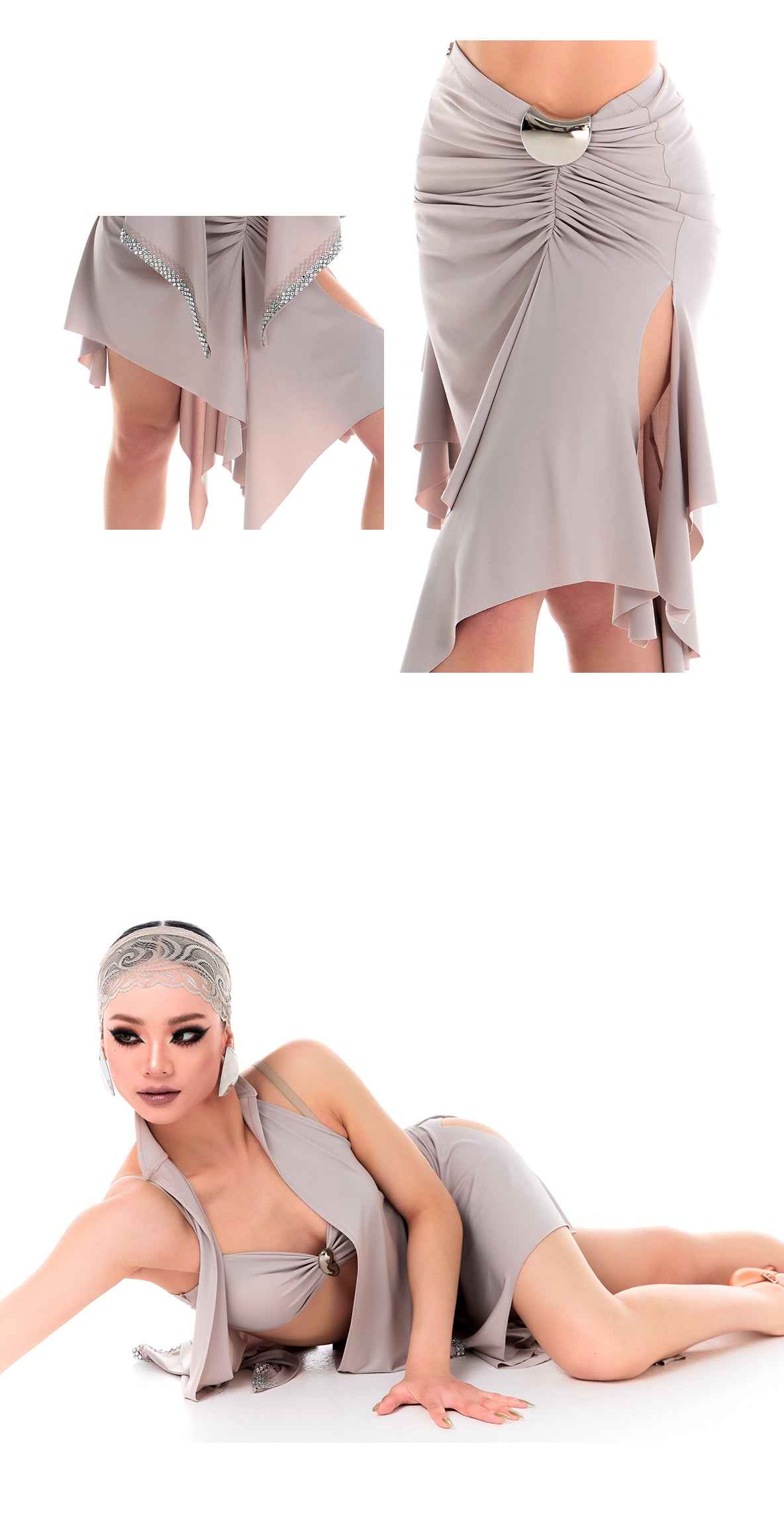 DUYQ 008 Asymmetrical Skirt for Professional Latin Dance