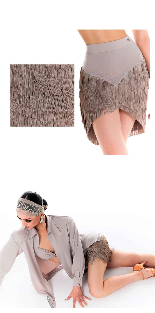 DUYQ 020 Premium Tassel Latin Dance Skirt with Built-in Shorts