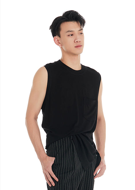 DUYQ "Black and White" Men's 001 Black Sleeveless Vest Versatile Single Product National Standard Latin Dance Practice Suit