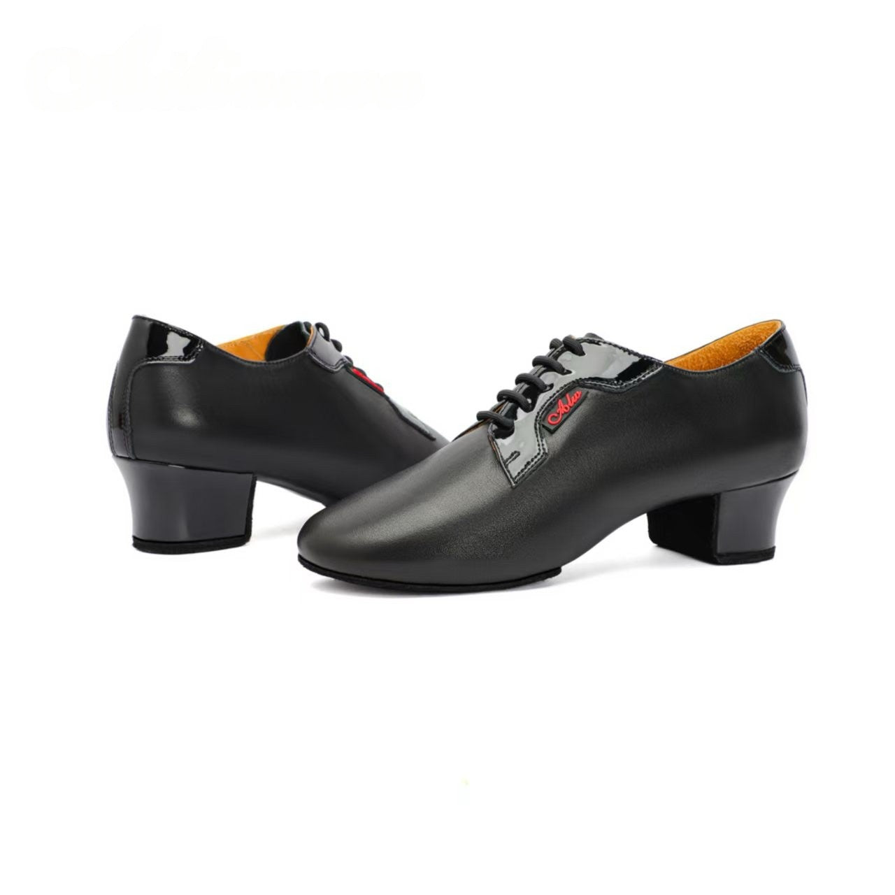 ALW.L022ME Men’s Black Leather Latin Dance Shoes | Calf Leather Insole, Professional Cuban Heel