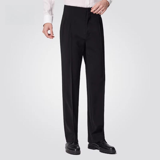 NY Fashion Men's Latin Ballroom Dance Practice Black High Waist Pants 24124K
