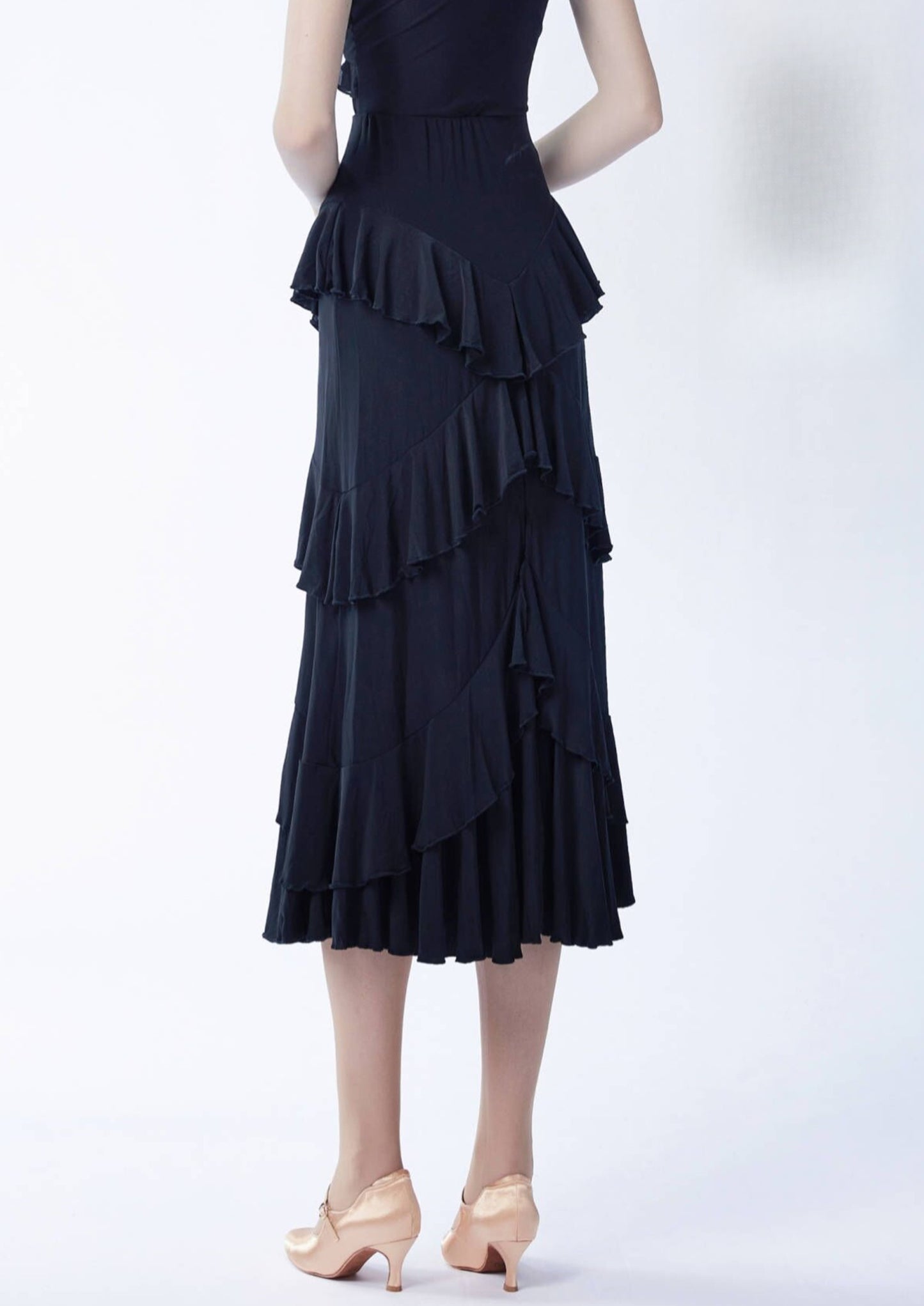 WD.Q03 Ballroom/American Smooth Dance Skirt with Layered Ruffle Hem