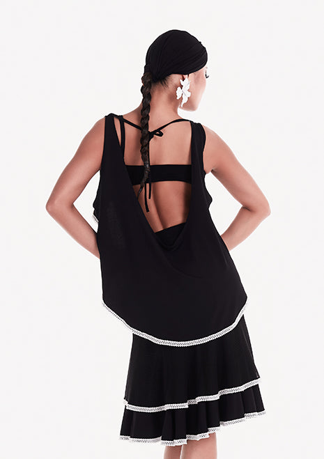 DUYQ "Black and White" Women's 005 Black Swan Top Adult National Standard Latin Dance Practice Performance Clothing Professional