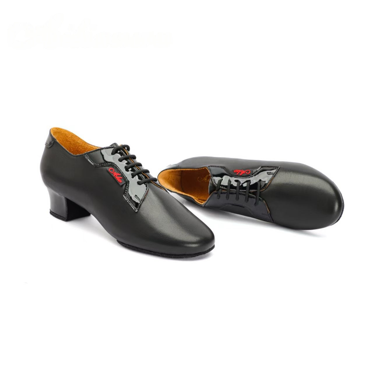 ALW.L022ME Men’s Black Leather Latin Dance Shoes | Calf Leather Insole, Professional Cuban Heel