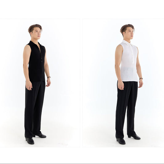 Two people wearing black and white outfits with 'DUYQ DESIGN' branding on a white background.