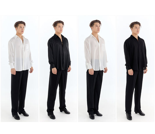 Four individuals wearing black and white outfits on a white background with 'DUYQ DESIGN' branding.
