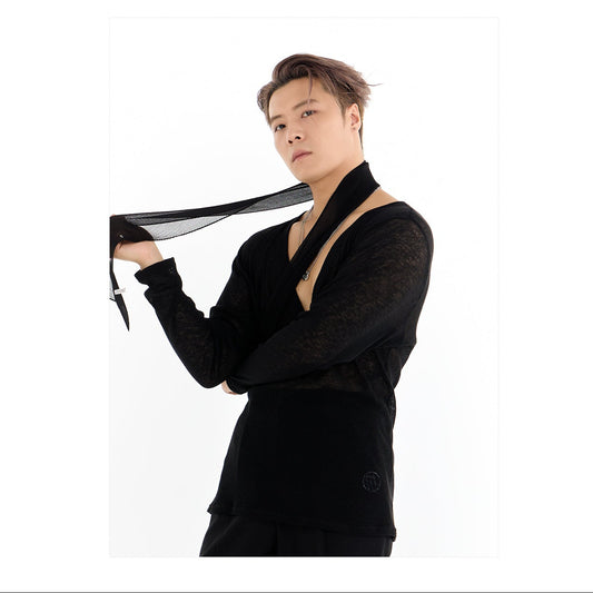 DUYQ A/W 008 Men's Sweetheart Neck Latin Ballroom Practice Top - Long Sleeve | Basic Style