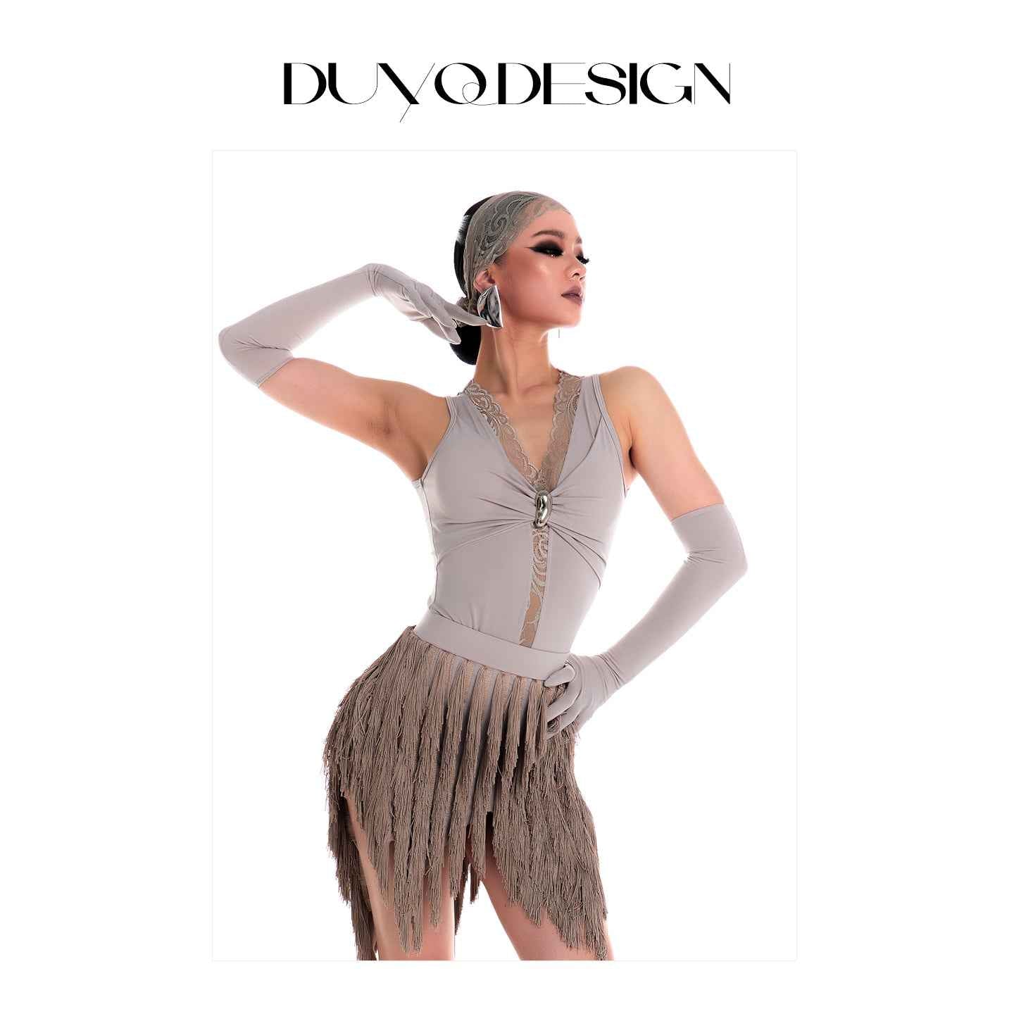 DUYQ 001 Lace Latin Dance Bodysuit for Women