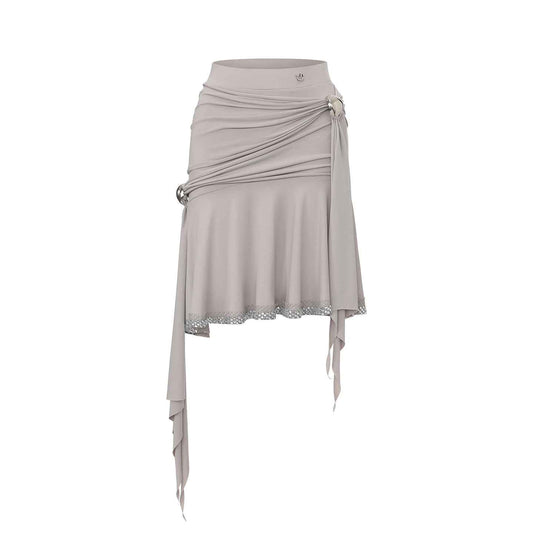 DUYQ 014 Lapel Diamond Trim Skirt for Latin Dance