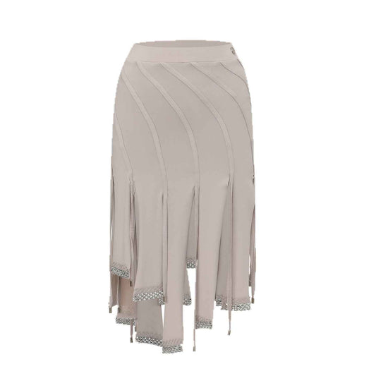 DUYQ 004 Lapel Diamond Trim Skirt for Latin Dance