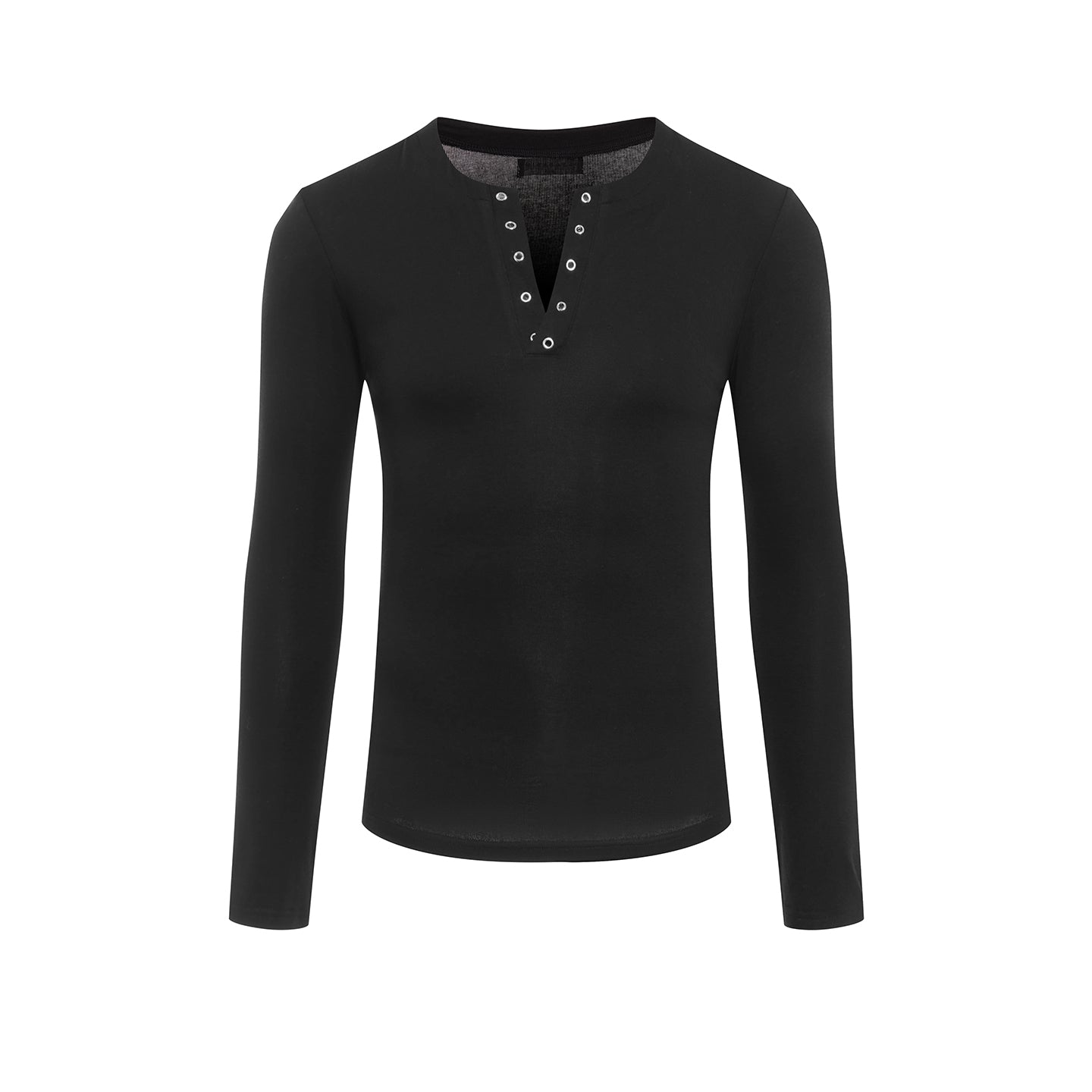 DUYQ A/W 003 Men's Small V-Neck Latin Ballroom Practice Top - Long Sleeve