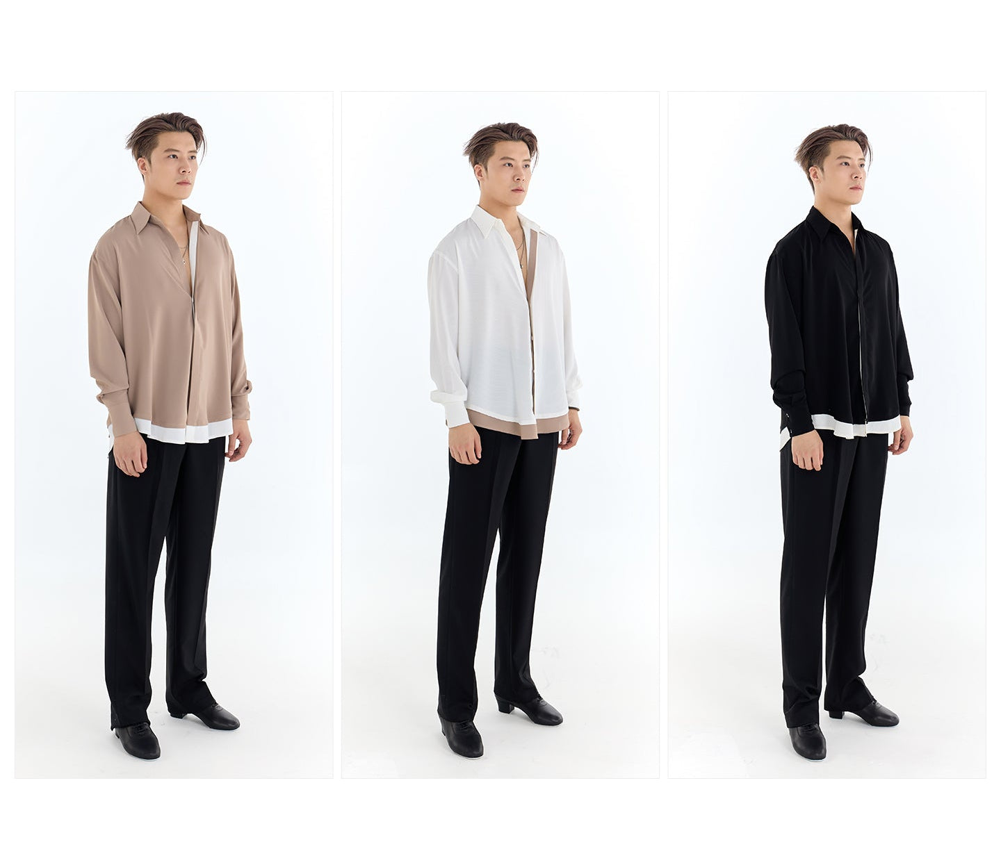 DUYQ A/W 009 Men's Color-Block Shirt - Latin Dance Practice Top | Daily Wear Suitable