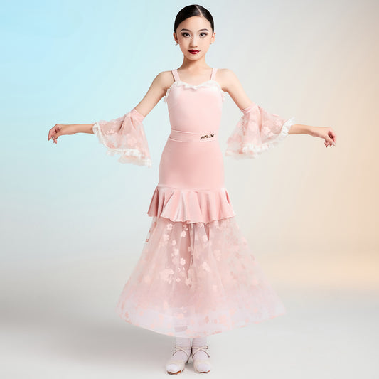 MLX Gold standard 112/211 2025 Children's Professional National Standard Dance Performance Suit New Children's Latin Modern Dance Practice Suit