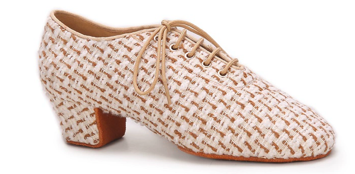 ALW.L001FC Women’s Tweed Fabric Teacher Dance Shoes in Chanel-Inspired Style - Mine·Jas