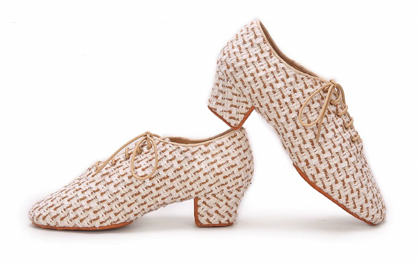 ALW.L001FC Women’s Tweed Fabric Teacher Dance Shoes in Chanel-Inspired Style - Mine·Jas