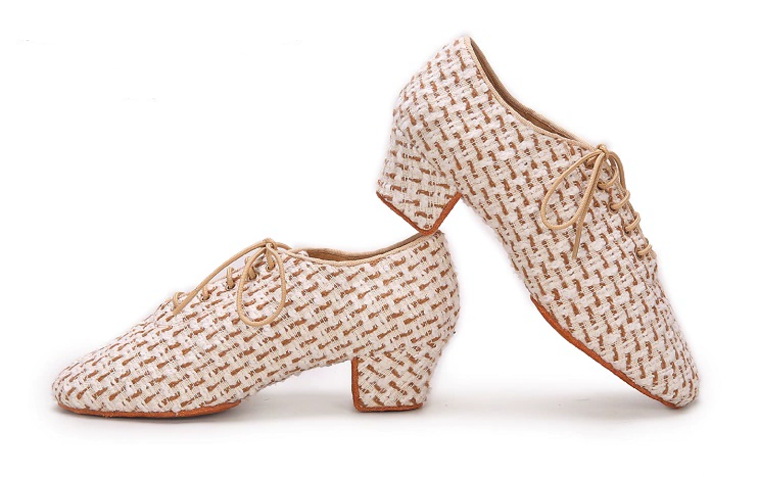 ALW.L001FC Women’s Tweed Fabric Teacher Dance Shoes in Chanel-Inspired Style - Mine·Jas