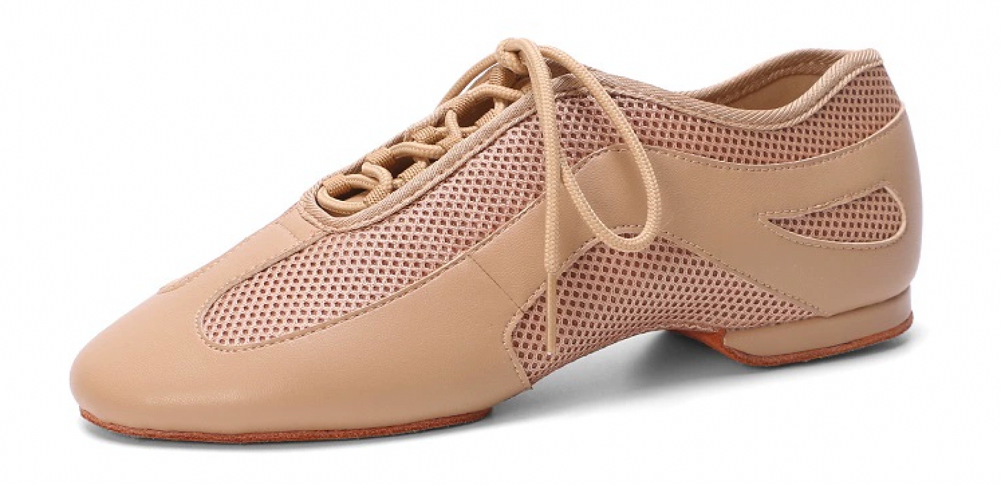 ALW.L007FC Women’s Nude Leather & Mesh Patchwork Teacher Dance Shoes