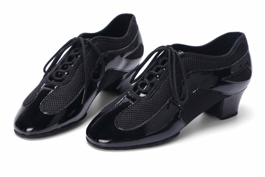 ALW.L003UC Unisex Teacher Dance Shoes with Mesh & Patent Leather Patchwork - Mine·Jas