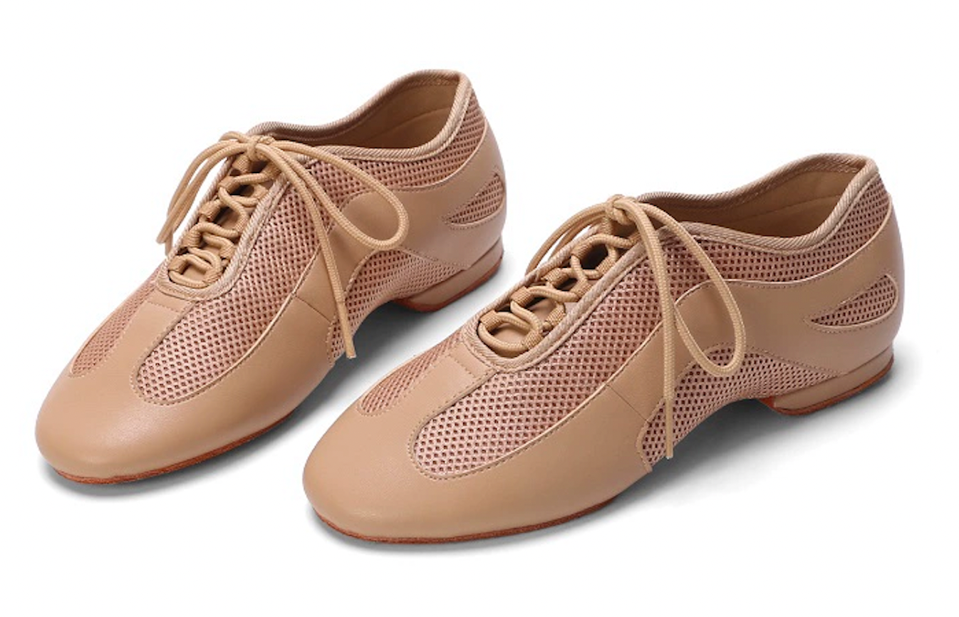 ALW.L007FC Women’s Nude Leather & Mesh Patchwork Teacher Dance Shoes