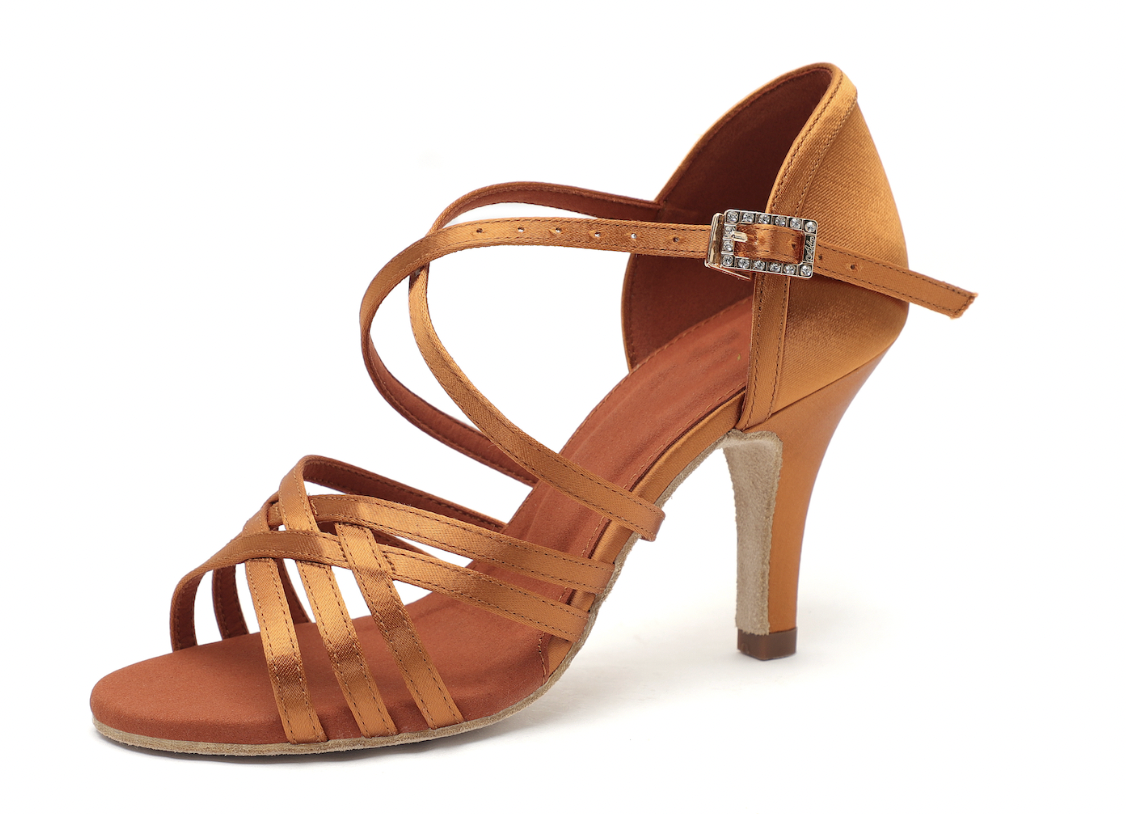 ALW.L010FE Elegant Satin Latin Dance Shoes – Ultra-Fiber Lining & Suede Sole