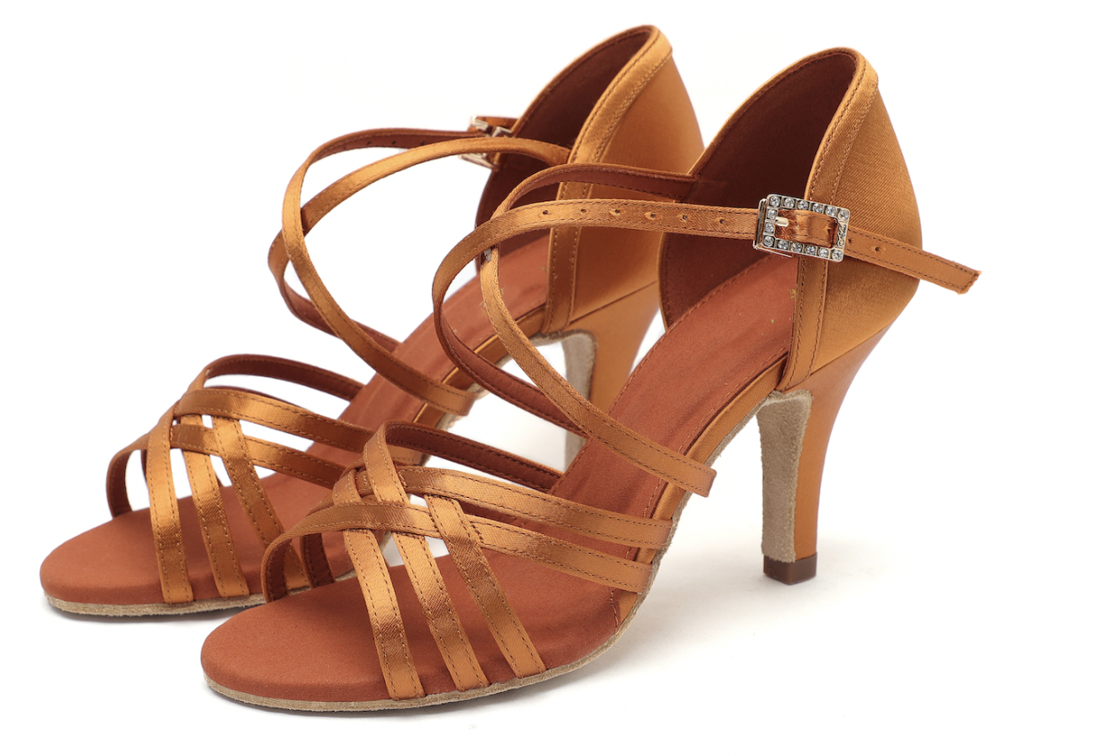 ALW.L010FE Elegant Satin Latin Dance Shoes – Ultra-Fiber Lining & Suede Sole