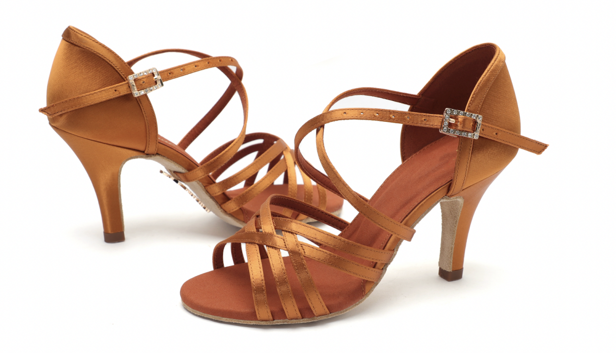 ALW.L010FE Elegant Satin Latin Dance Shoes – Ultra-Fiber Lining & Suede Sole