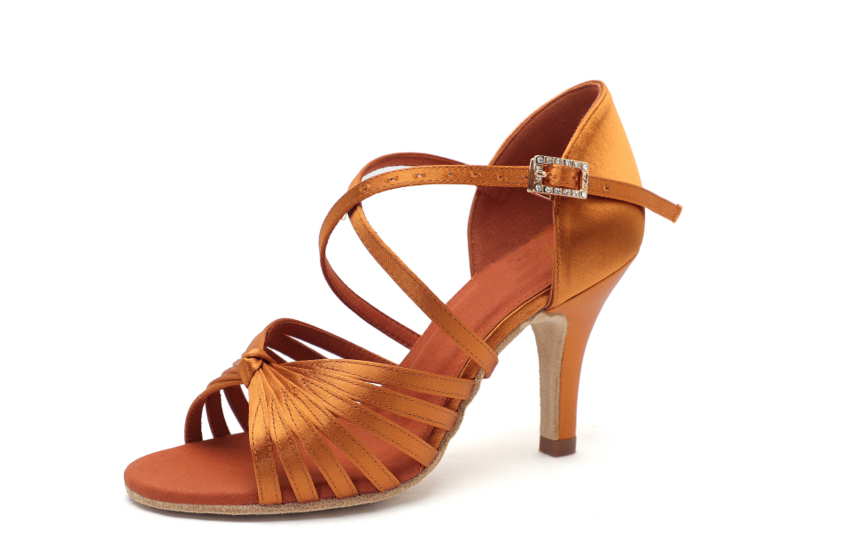 ALW.L011FE Women’s Satin Latin Dance Shoes – Single Knot Design - Mine·Jas