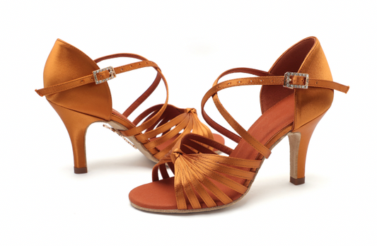 ALW.L011FE Women’s Satin Latin Dance Shoes – Single Knot Design - Mine·Jas