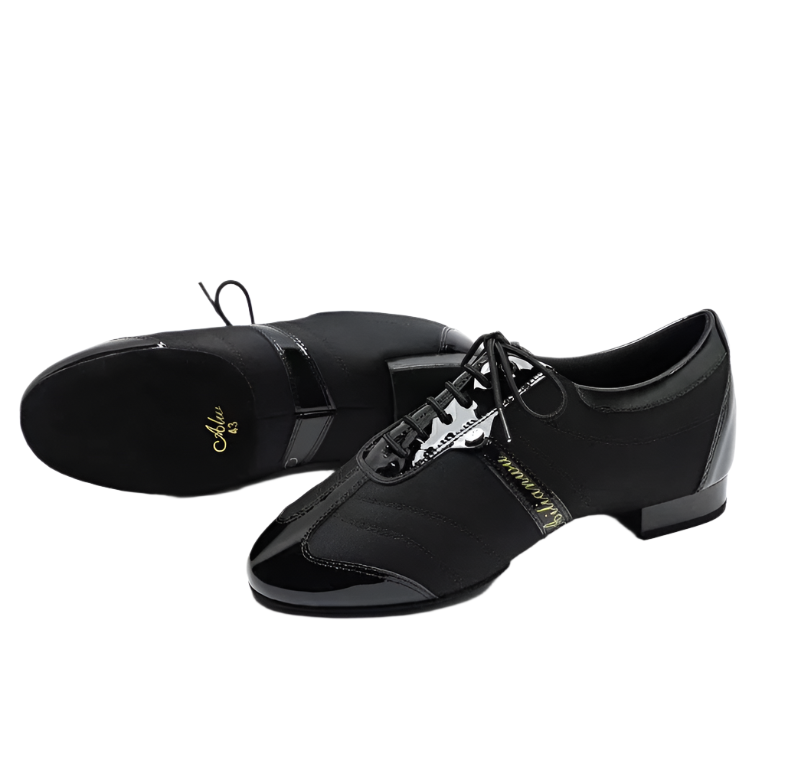 ALW.L001MU Men’s Teacher Shoes with Patent Leather and Fabric Combination