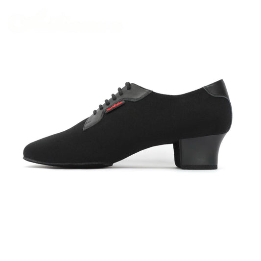 ALW.L021ME Men’s Black Latin Dance Shoes Matte Trim Calf Leather Insole