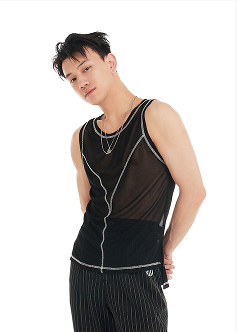 DUYQ "Black and White" Men's 008 Minimalist Herringbone Vest Versatile Single Product National Standard Latin Dance Practice Suit