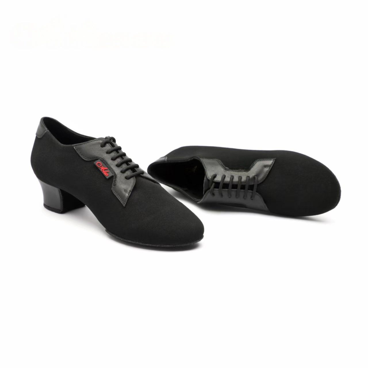 ALW.L021ME Men’s Black Latin Dance Shoes Matte Trim Calf Leather Insole