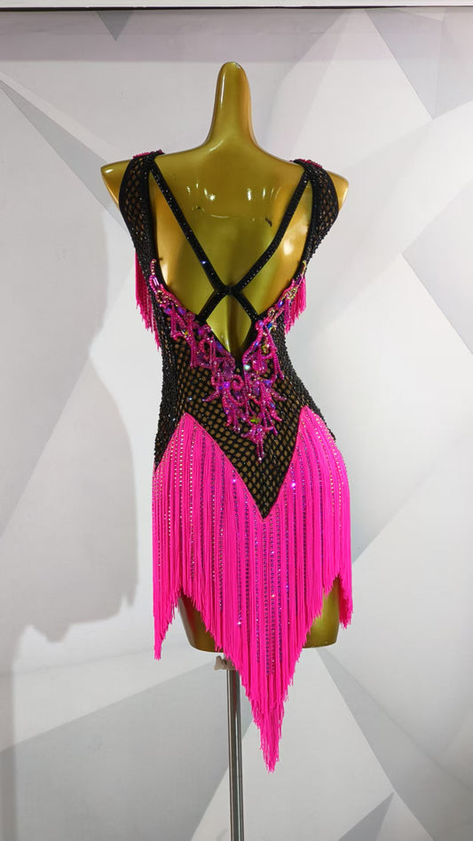 MINEJAS.PPB WOMEN PINK FRINGE LATIN DRESS