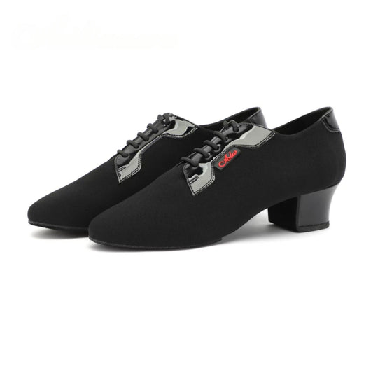 ALW.L020ME Men’s Black Latin Dance Shoes Patent Trim Calf Leather Insole