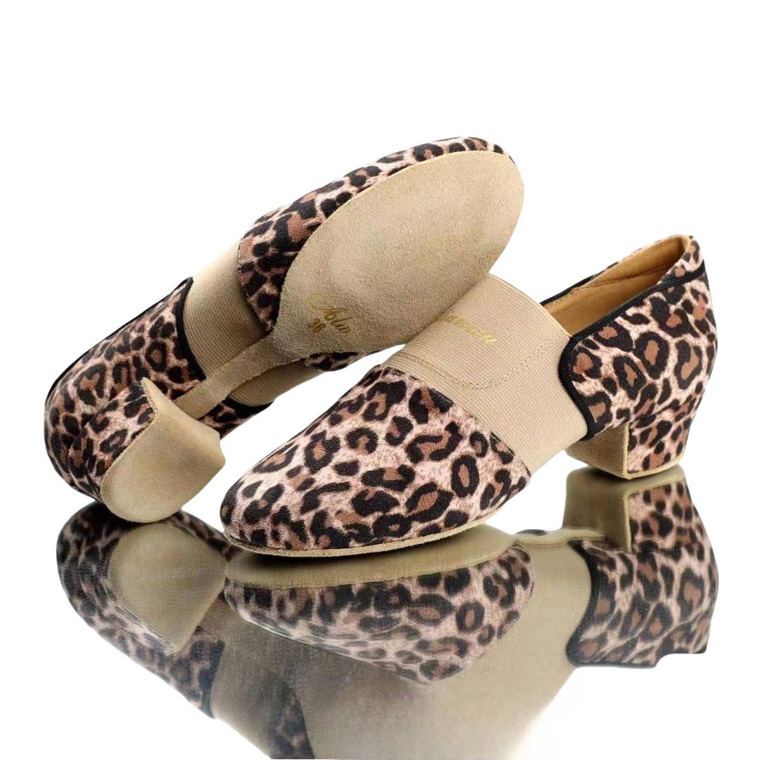 ALW.L011FC Women’s Leopard Print Slip-On Teacher Dance Shoes with Elastic Band