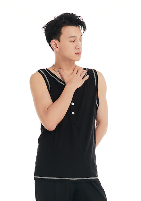 DUYQ "Black and White" Men's 002 Summer Sleeveless Vest Latin Dance Practice Uniform Class Uniform Professional