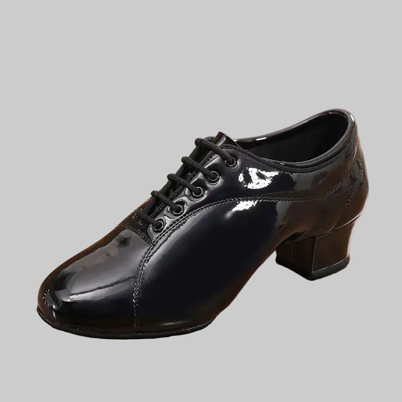 DRH-403C Men's Latin Dance Shoes 403C Glossy Black Patent Leather Professional Performance Shoes