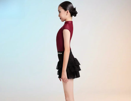 MLX Girls Latin Dance Suit Cake Skirt High-end Children's Dance Practice Performance Suit Set