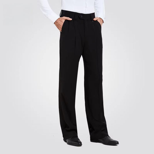 NY Fashion Men's Latin Ballroom Dance Pants Black Wide Leg Pants 21108K