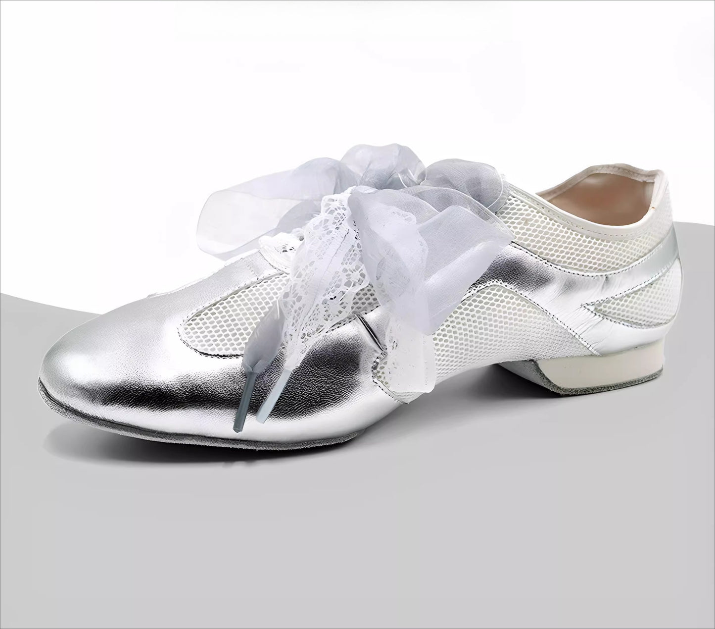 DRH DANCE-101.Ballet Silver Teacher Shoes, Latin Modern Practice Shoes Women's Adult Dance Shoes Summer Mesh