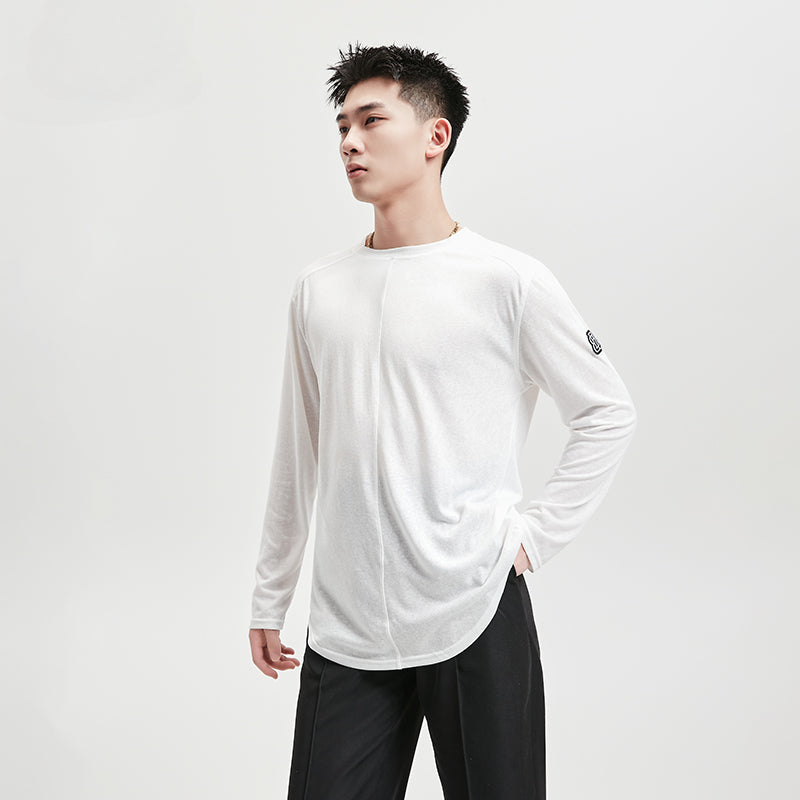 BOBO Boys Latin Dance Suit Crew Neck Long Sleeve T-Shirt Men's Ballroom Dance Professional Latin Practice Suit Dance Top