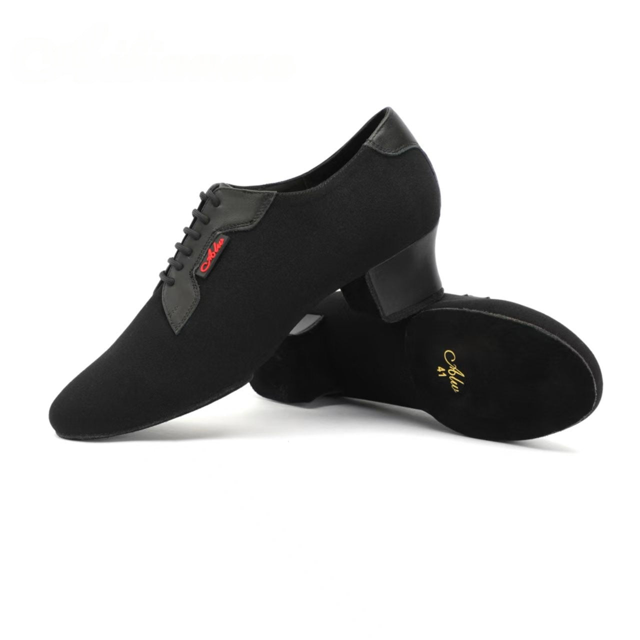 ALW.L021ME Men’s Black Latin Dance Shoes Matte Trim Calf Leather Insole