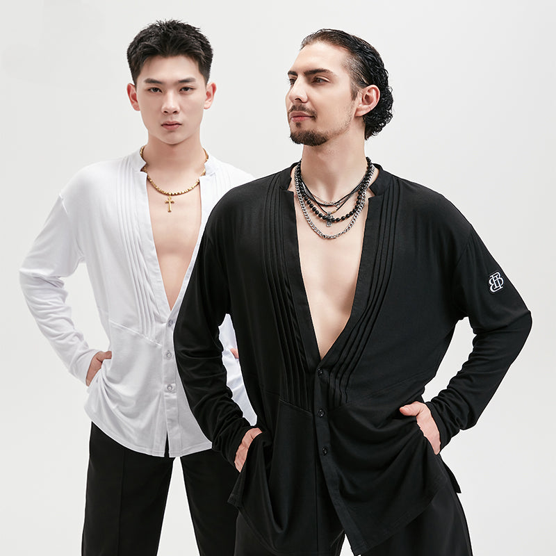 BOBO boys new Latin dance clothes professional tops adult practice clothes art test performance training clothes men's shirts