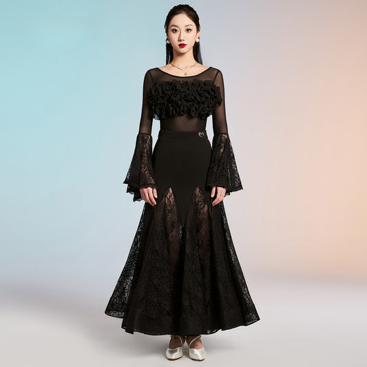 MLX 6101/63752025 new adult female modern dance skirt lace skirt dance long skirt ballroom dance practice clothes