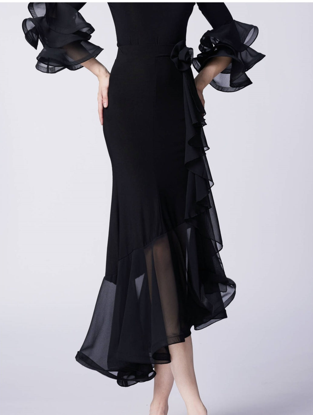 WD.Q32 New Women's Ballroom Dance Skirt Skinny Temperament High Waist Fashion Sexy Black