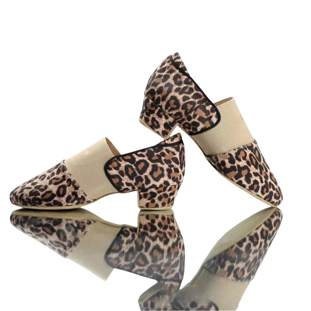 ALW.L011FC Women’s Leopard Print Slip-On Teacher Dance Shoes with Elastic Band
