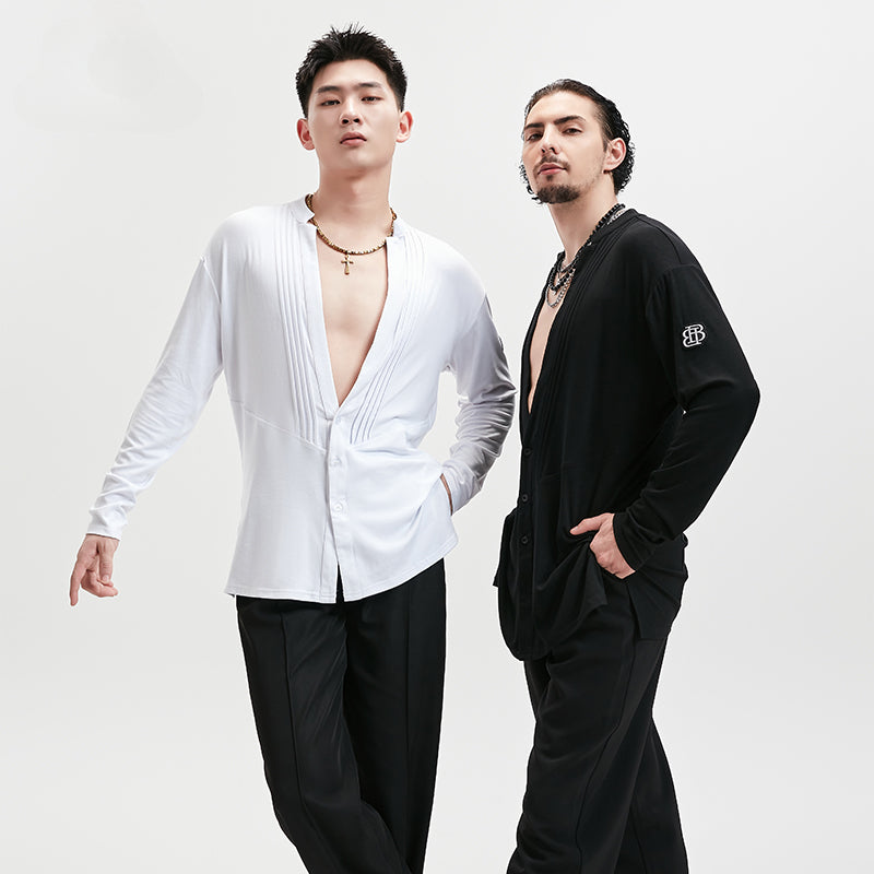 BOBO boys new Latin dance clothes professional tops adult practice clothes art test performance training clothes men's shirts