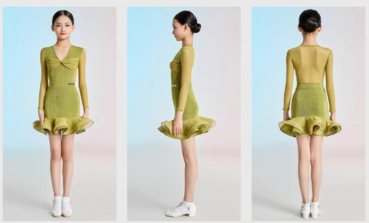MLX GOLD 118 + 215 Children's Latin Dance Practice Suit High-end Girls' Dance Training Performance Clothing