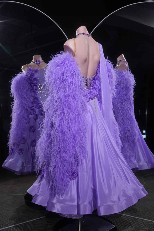 PEI.B004 Lavender Handmade Standard Dance Dress for Competition