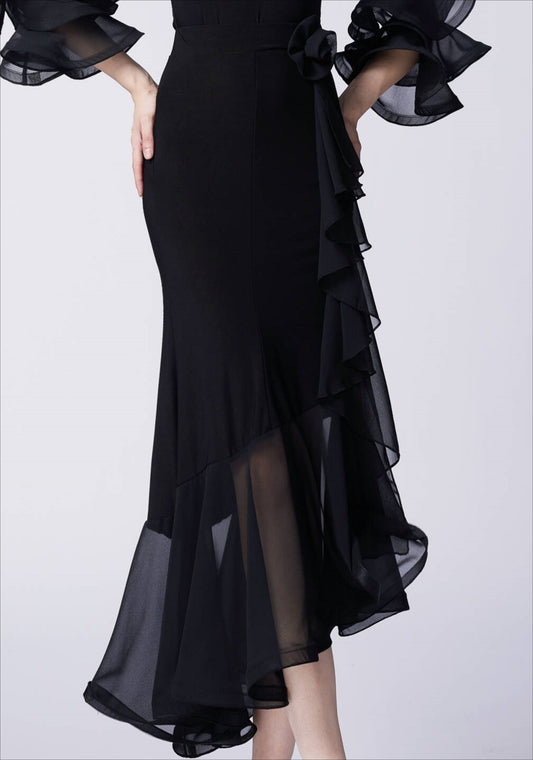 WD.Q32 New Women's Ballroom Dance Skirt Skinny Temperament High Waist Fashion Sexy Black